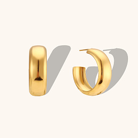 Minimalist Gold Earrings - Stainless Steel 18K Plated Ear Studs for Women