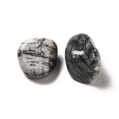 Perles de netstone noir naturel, pierre tombée, gemmes de remplissage de vase, pas de trous / non percés, nuggets