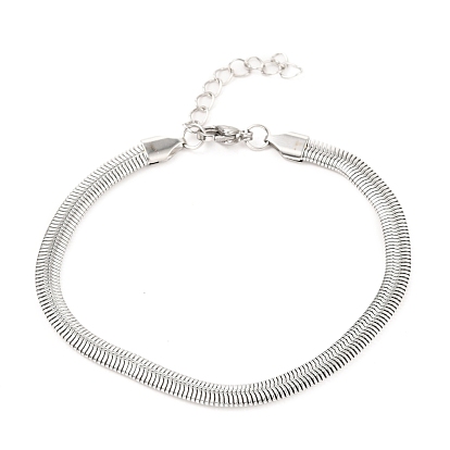 Unisex 304 Stainless Steel Herringbone Chain Bracelets, with Lobster Claw Clasps