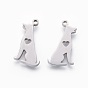 201 Stainless Steel Pendants, Manual Polishing, Dog with Heart