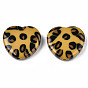 Perlas de acrílico de dos tonos, con el patrón de leopardo, de piedras preciosas de imitación, corazón