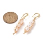 Natural Freshwater Pearl Dangle Earrings, with Brass Earring Hooks and Copper Wire