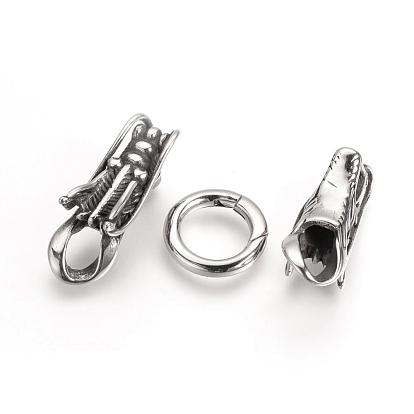 304 Stainless Steel Spring Gate Rings, O Rings, with Two Cord End Caps, Dragon Head