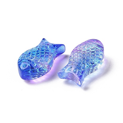 Perlas de vidrio pintado en aerosol transparente, pescado