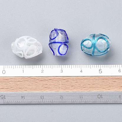 Perles lampwork, perles au chalumeau, faits à la main, ovale, 16x11mm, Trou: 1.4~1.6mm