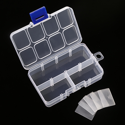Plastic Bead Storage Container, Adjustable Dividers Box, Removable 8 Compartments Organizer Boxes, Rectangle