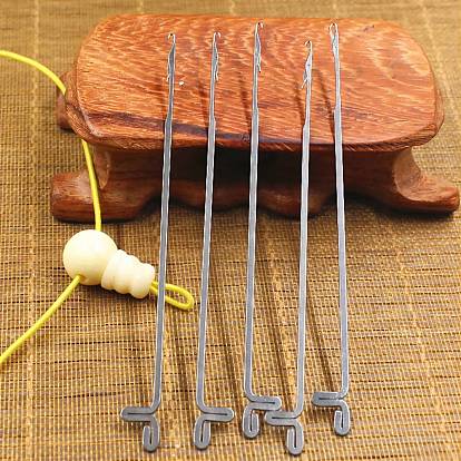 Iron Beading Needle, with Hook, For Buddha 3-Hole Guru Beads, Bead Threader