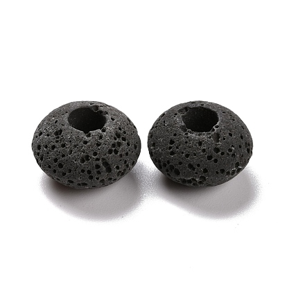 Perles européennes de pierre de lave naturelle, Perles avec un grand trou   , pas de noyau métallique, rondelle