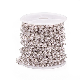 Chaînes de perles en laiton faites à la main, avec verre et bobine, soudé, plaqué longue durée, ronde
