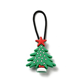 Christmas PVC Plastic Pendant Decotations, with Nylon Cord and Plastic Findings, Tree