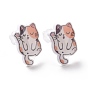 Acrylic Cat Stud Earrings with Platic Pins for Women