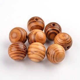 Perles rondes en bois naturel, perles macramé grand trou, teint, sans plomb