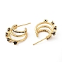 Cubic Zirconia C-Shaped Stud Earrings, Real 18K Gold Plated Brass Chunky Half Hoop Earrings for Women, Cadmium Free & Nickel Free & Lead Free