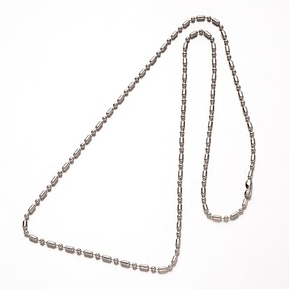 304 Stainless Steel Ball Chains Necklaces, with Connectors, 23.6 inch(599mm)