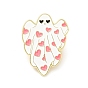 Ghost with Heart Enamel Pin, Halloween Alloy Badge for Backpack Clothes, Light Gold