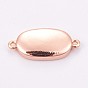 Brass Cabochon Connector Settings, Plain Edge Bezel Cups, Long-Lasting Plated, Oval