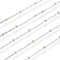 304 Stainless Steel Cardano Chains, Satellite Chains, with Beads, Soldered