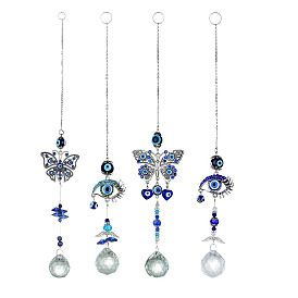 Butterfly/Evil Eye Alloy Pendant Decorations, Glass Suncatcher, Ball Prism for Chandelier Ceiling