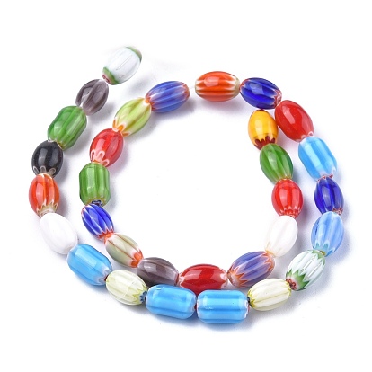 Oval Handmade Millefiori Glass Beads Strands