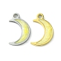 304 Stainless Steel Manual Polishing Charms, with Enamel, Moon