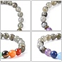 Bracelets extensibles de bijoux de yoga chakra, avec des perles de pierres précieuses naturelles mélangées