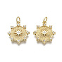 Brass Micro Pave Clear Cubic Zirconia Pendants, with Jump Ring, Nickel Free, Real 18K Gold Plated, Flower