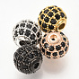Micro en laiton pavent des perles cubes de zircone, ronde, noir
