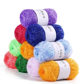 Polyester Glass Silk Pastel Scrubby Yarns, Hand-knitted Korean Shiny Dishcloth Yarns, Doll Purse DIY Craft Yarn