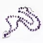 Natural Gemstone Beaded Necklaces, Pendant Necklaces, with Alloy Findings and 304 Stainless Steel Lobster Claw Clasps