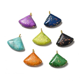 Natural Dolomite Dyed Pendants, Triangle Charms, Golden, with Opal