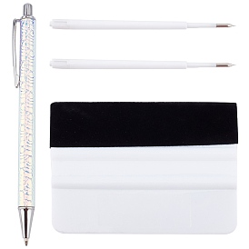 Gorgecraft stylos à bille créatifs en plastique à motif de larme, stylo portable d'outil de libération d'air, grattoir velours rectangle