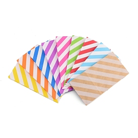 Kraft Paper Bags, No Handles, Storage Bags, White Stripe Pattern, Wedding Party Birthday Gift Bag