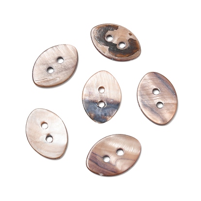 2-Hole Dyed Natural Shell Buttons, Horse Eye