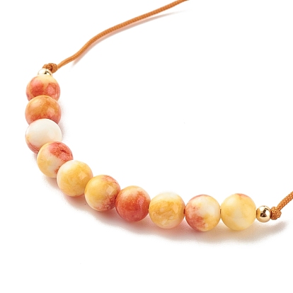 Bracelet de perles rondes tressées en jade blanc naturel, bracelet réglable en pierres précieuses pour femmes