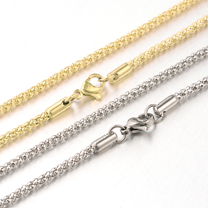 304 Stainless Steel Popcorn Chain Necklaces, with Lobster Claw Clasps, 15.7 inch(399mm)x2.5mm