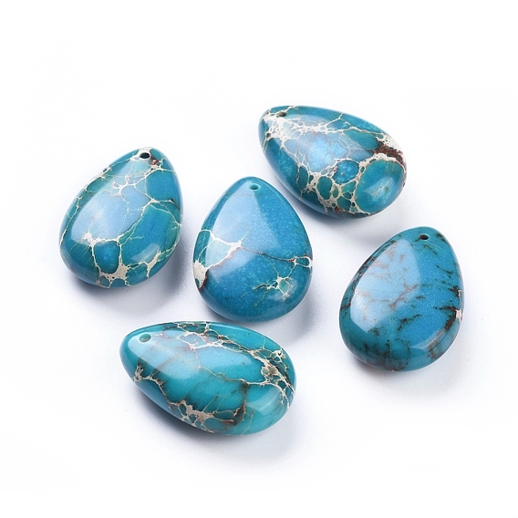 Natural Regalite/Imperial Jasper/Sea Sediment Jasper Pendants, Dyed, Teardrop