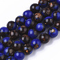 Brins de perles assemblées en bronzite et lapis-lazuli naturel, ronde