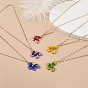 5Pcs 5 Colors Glass Seed Braided Butterfly Pendant Necklaces Set, Brass Wire Wrap Jewelry for Women