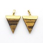 Gemstone Triangle Pendants, with Golden Tone Brass Findings