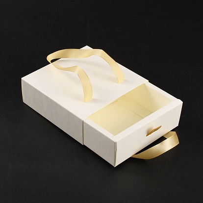 Foldable Paper Drawer Boxes, Sliding Gift Boxes, with Handle, Rectangle