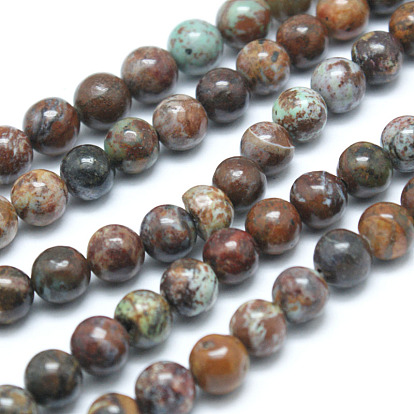 Natural Green African Opal Round Bead Strands