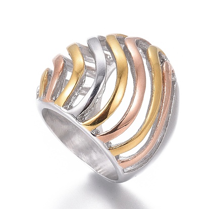304 anillos de dedo del acero inoxidable, color de acero inoxidable y oro y oro rosa