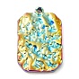 Ion Plating(IP) 304 Stainless Steel Pendants, Textured, Rectangle Charm