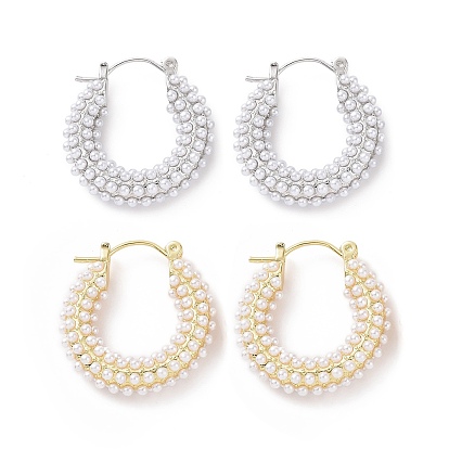Pendientes de aro con cuentas de perlas de imitación de plástico ABS, joyas de latón para mujer