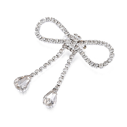 Pasador de solapa con lazo de diamantes de imitación de cristal, insignia de latón creativa para ropa de mochila