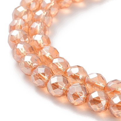 Electroplated Synthetic Quartz Crystal Beads Strands, Faceted, Round