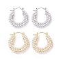 Pendientes de aro con cuentas de perlas de imitación de plástico ABS, joyas de latón para mujer