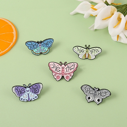 Butterfly with Word Enamel Pin, Electrophoresis Black Plated Alloy Badge for Corsages Scarf Clothes