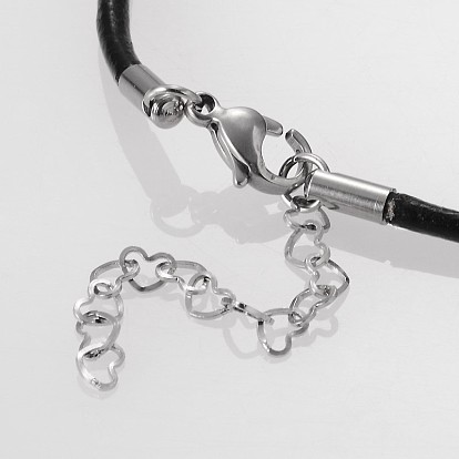 Cuir de vachette cordon création de collier , avec 304 accessoires en acier inoxydable, 15.7 pouce