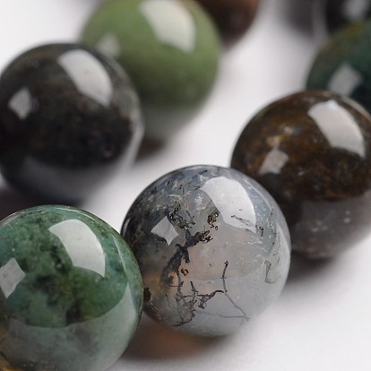 Indiennes brins de perles rondes en agate de pierre naturelle